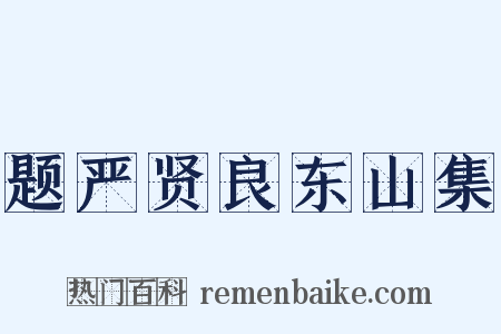 题严贤良东山集是什么意思的图片